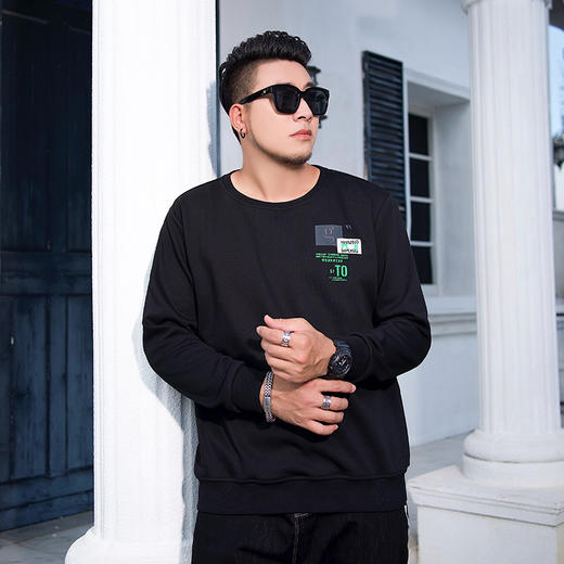 【新款DMH】大依优型大码男装圆领卫衣简约宽松上衣男士胖子打底衫300斤 商品图5