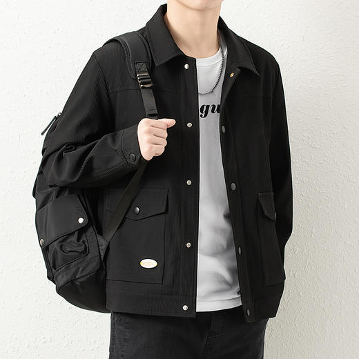 【新款DX】大依优型大码翻领外套衬衫夹克时尚雷萨加肥加大休闲胖子宽松外套上衣男装潮流 商品图6