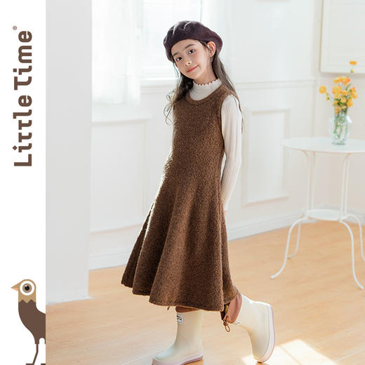 littletime女童北欧简约风毛衣连衣裙秋冬2024新款羊毛儿童背心裙 商品图1