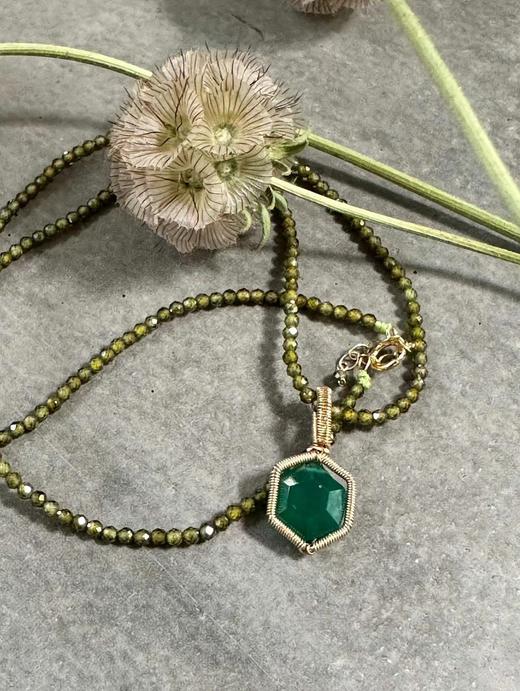 SpoiledBrat Jewelry六边形绿玉髓吊坠项链 商品图3