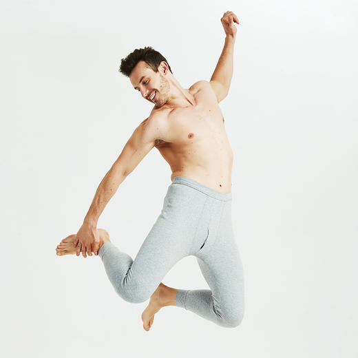 雀说 【2条装】男士秋裤纯棉修身纯色保暖裤薄款棉毛裤 商品图2