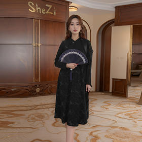 8/16奢姿大码女装2024秋季减龄五金盘扣拼接连衣裙胖妹妹V领时尚裙子9943832032