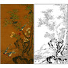 吕纪花鸟工笔画白描底稿《桂菊山禽图》临摹勾线高清打印稿MD06 商品缩略图0