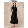 VIMAGE纬漫纪秋季新款气质修身显瘦露肩长袖黑色连衣裙V2207815 商品缩略图0