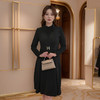 8/16奢姿大码女装2024秋季拼接连衣裙胖妹妹五金配饰小立领时尚裙子9943855008 商品缩略图1
