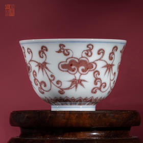 寒香慕古明釉里红灵芝纹闻香杯(缺货）