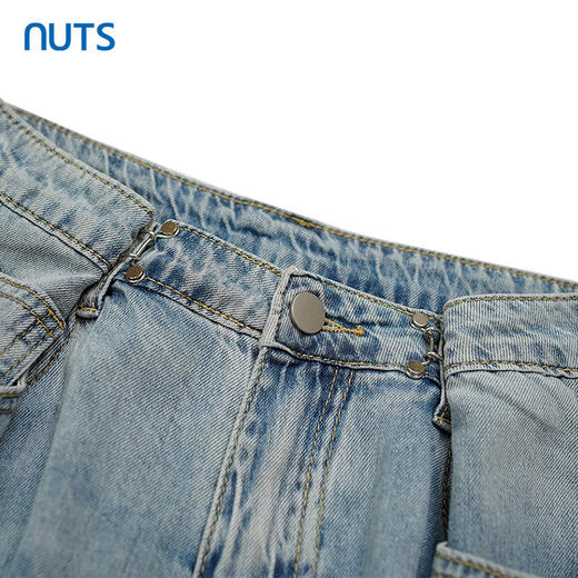 NUTS夏季新款复古风宽松阔腿水洗牛仔裤女221113268 商品图2