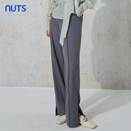 NUTS秋季新款休闲宽松直筒高腰显瘦气质百搭休闲长裤女231073042B 商品图1