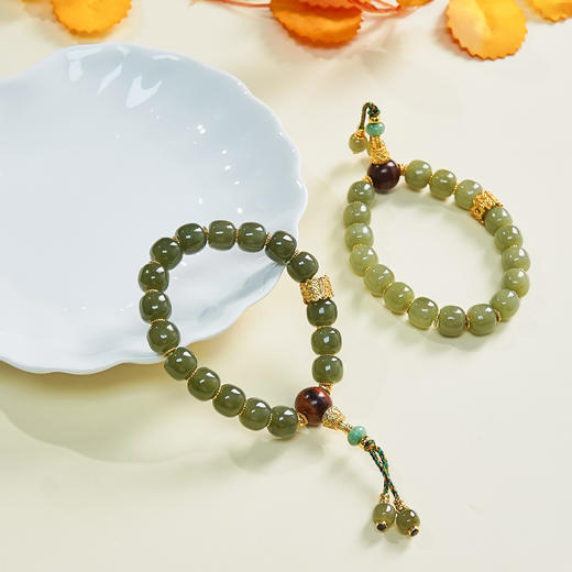 和田玉单圈手串-老型珠约8*10mm 商品图0