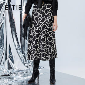 EITIE爱特爱秋季新款显瘦百搭印花高腰a字通勤半身裙7506213