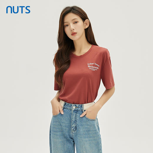 NUTS夏季新款时尚气质简约百搭休闲风纯棉短袖T恤女331021117 商品图2