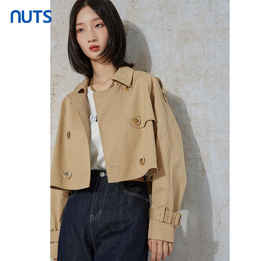 NUTS秋季新款气质街头风休闲百搭宽松显瘦短款风衣外套231047047B 商品图2