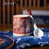 JOYYE一路生花-釉下彩杯子女刺绣图案手工手绘陶瓷杯创意马克杯带勺送礼盒 商品缩略图8