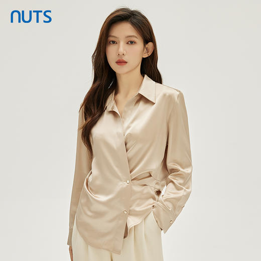NUTS秋季新款时尚气质通勤风设计感收腰显瘦长袖衬衫女331011157 商品图3