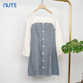 NUTS商场同款连衣裙纯棉时尚方领牛仔裙女131107077B