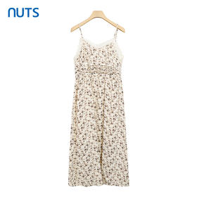 NUTS法式碎花吊带连衣裙女士夏季收腰洋气a字裙221104103