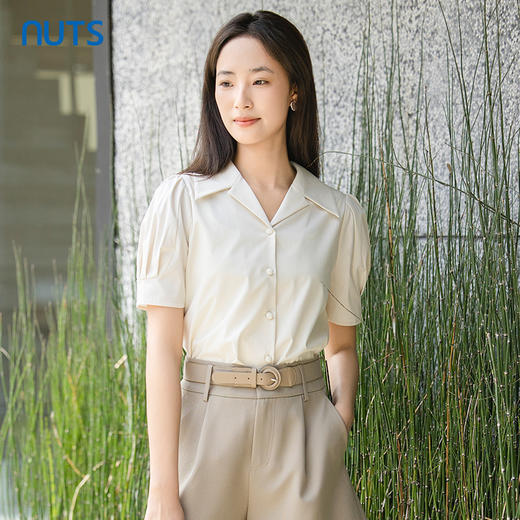 NUTS衬衣女夏季宽松短袖衬衫气质上衣轻熟法式小众夏428013548 商品图0