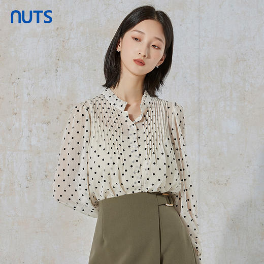 NUTS秋季新款时尚气质通勤风波点长袖衬衫女231013075B 商品图2