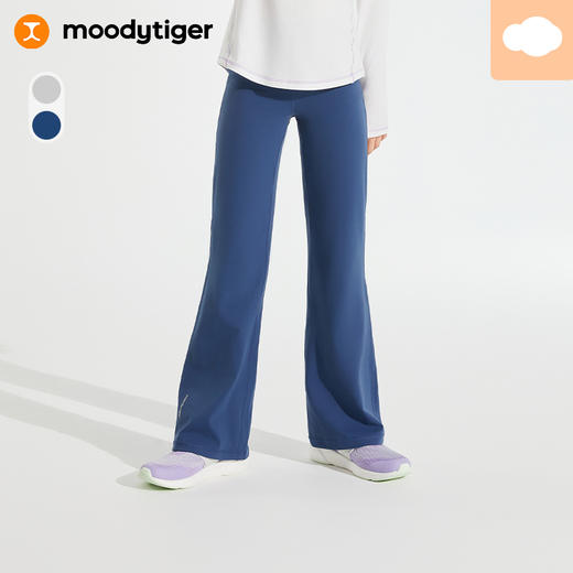 【24年秋新】moodytiger24秋新款女童休闲运动显瘦健身宽松喇叭休闲裤43211416 商品图0