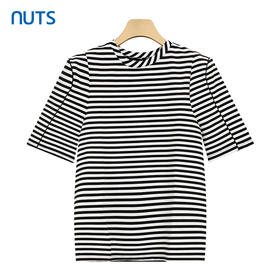 NUTS海军条纹圆领长袖T恤女上衣薄款基础款打底衫423022206