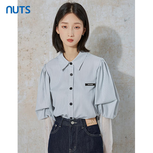 NUTS秋季新款气质通勤风时尚宽松显瘦长袖衬衫女231013083B 商品图4