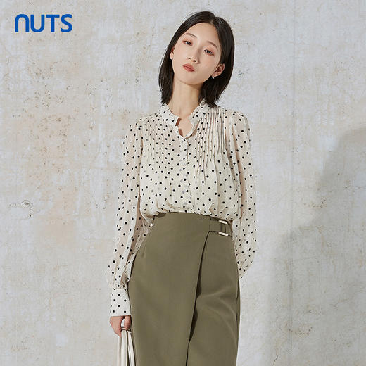 NUTS秋季新款时尚气质通勤风波点长袖衬衫女231013075B 商品图4