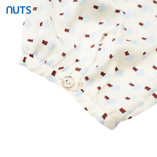 NUTS夏季泡泡袖波点拼接收腰显瘦上衣女221012032B 商品图2