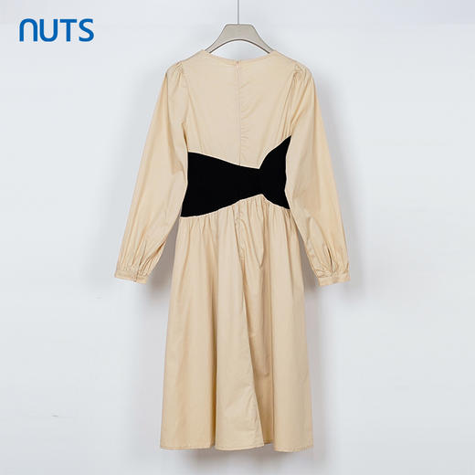 NUTS秋季新款休闲简约设计感气质收腰圆领长袖连衣裙女332102268 商品图3