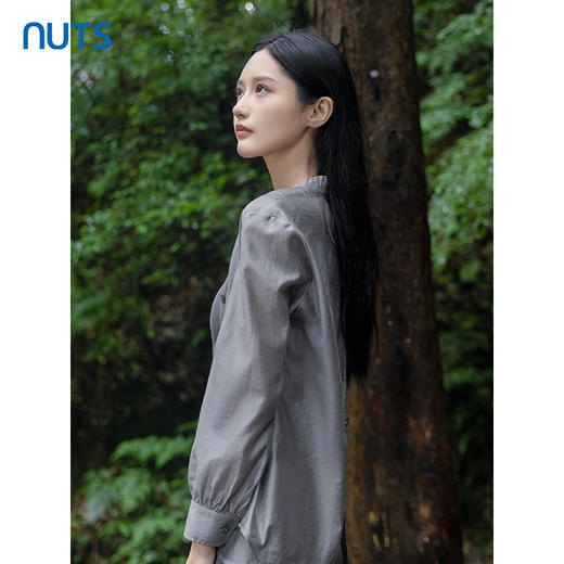 NUTS韩系薄款翻领长袖防晒衬衫女夏季时尚修身显瘦4310104A1 商品图3