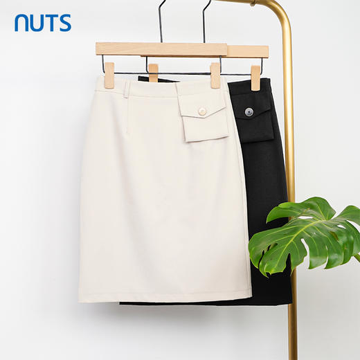 NUTS商场同款半身裙简约通勤高腰中裙女131062062A 商品图2
