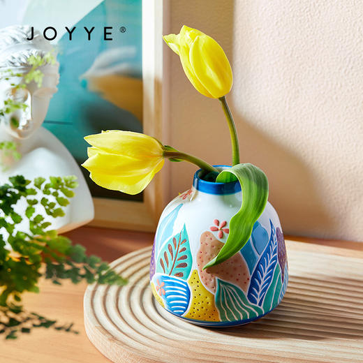 JOYYE旅绘丛林-釉下彩陶瓷花瓶客厅插花高级感小众水培绿植花器家居小花瓶 商品图4