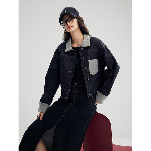 棉仓356607016-肌拼接牛仔外套 商品图0