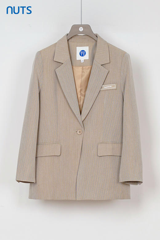 NUTS秋季新款杏色高级感气质休闲简约通勤西装外套女334042336 商品图5