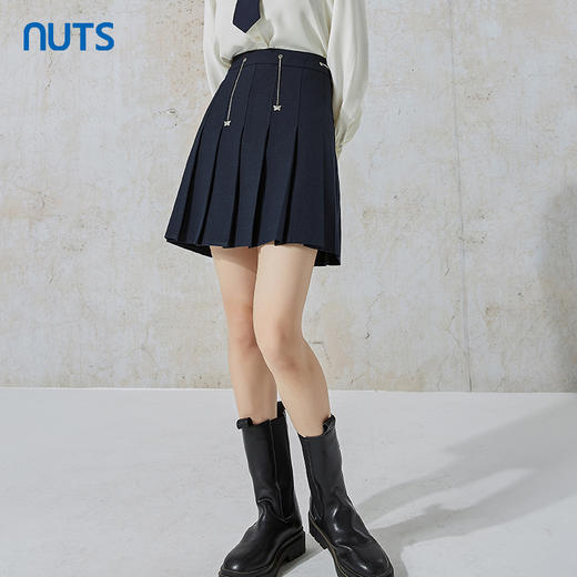 NUTS春秋季新款时尚甜美学院风设计感百褶半身短裙女231061131 商品图4