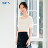 NUTS女短袖t恤夏薄款法式方领衬衫泡泡袖短款上衣423011192 商品缩略图1