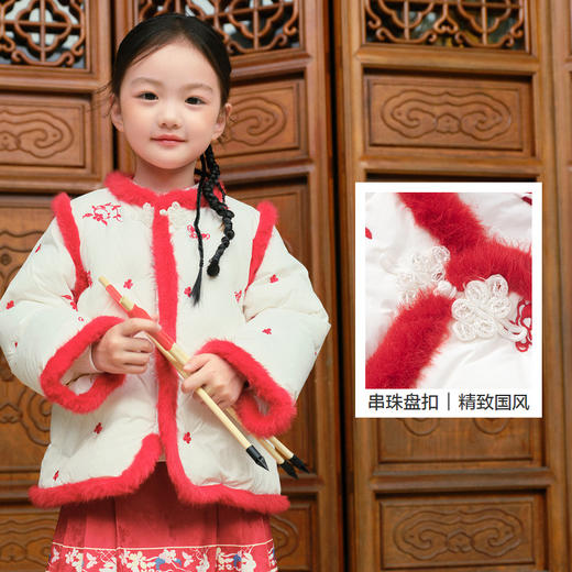 巴拉巴拉女童羽绒服国风刺绣外套冬装新款新中式假两件小童装 商品图3