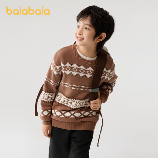 巴拉巴拉童装男童女童毛衣亲子纯棉内搭秋冬装新款提花针织衫 商品图2