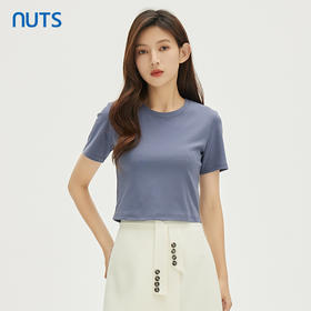 NUTS秋季新款时尚气质简约高级感修身显瘦短袖T恤女332021232