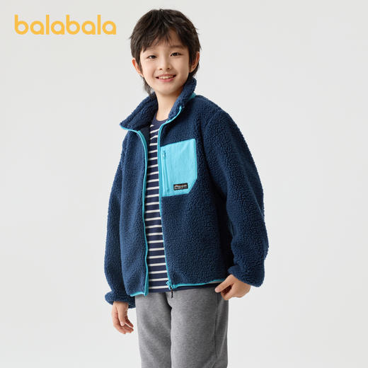 巴拉巴拉童装男童外套儿童新款秋冬装女童摇粒绒上衣拼接撞色 商品图2