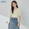 NUTS夏季宽领短款可爱显瘦小个子泡泡袖上衣女429052325 商品缩略图3
