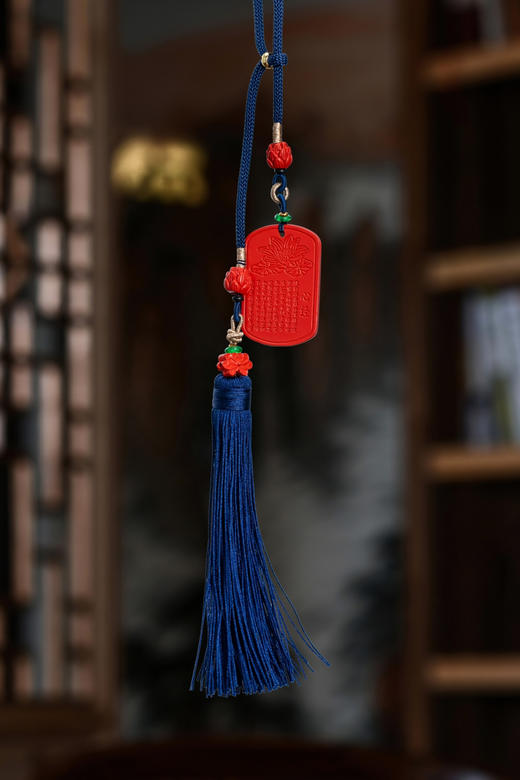 朱砂双莲花方牌 商品图3