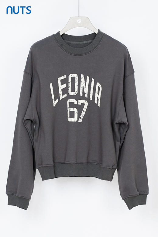 NUTS秋季新款复古字母印花圆领宽松纯棉长袖T恤卫衣女334022281 商品图5