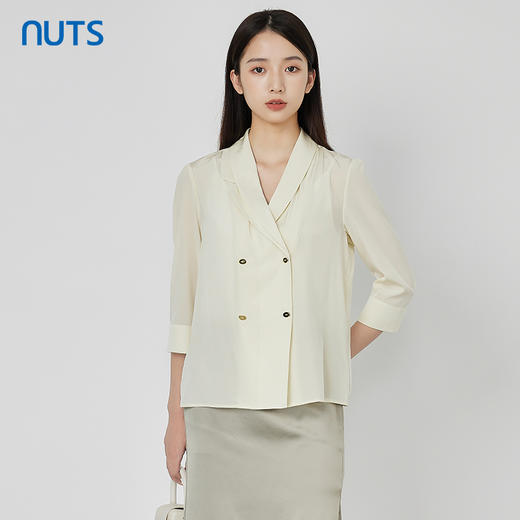 NUTS秋季新款气质通勤风100%桑蚕丝西装外套女231048113B 商品图3