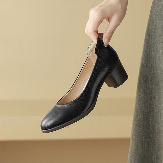 【预售5天】舒适圆头粗跟低跟鞋，柔软四季通勤单鞋NDXC&6861 商品图4
