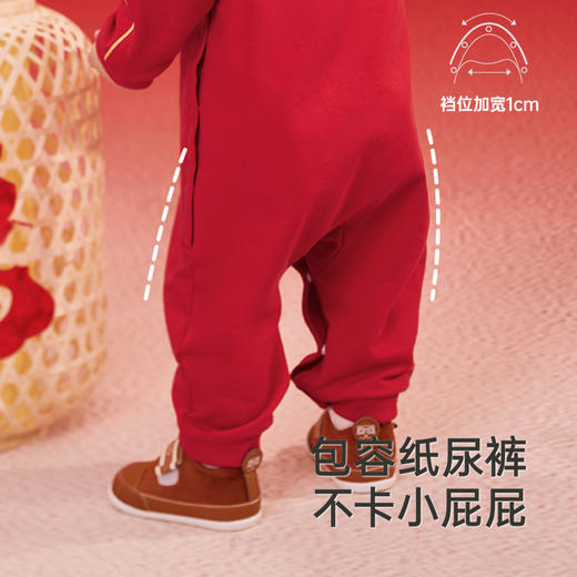 英氏婴儿拜年服秋季长袖婴儿衣服男宝宝喜庆连体衣新款新年装 商品图3