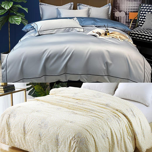 TY  （分两个包裹）恒源祥彩羊奢品长绒棉四件套（天空蓝） 200*230CM 1DB23317+恒源祥彩羊一叶知秋蚕丝被 200*230CM 1DB2012YEZQ【鲜知10.0】 商品图0