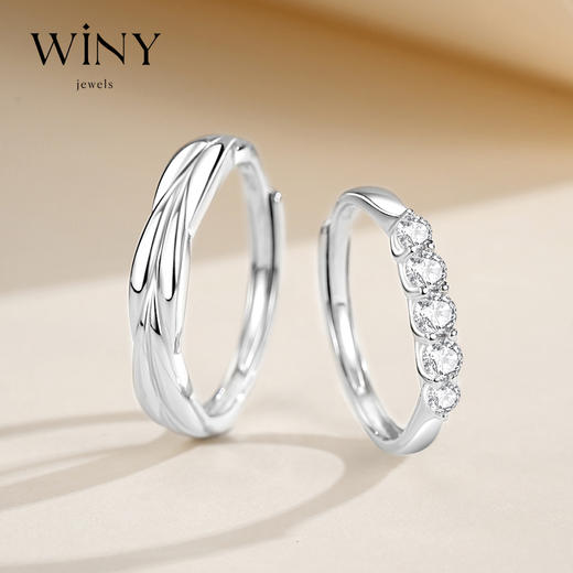 Winy925纯银心意相随对戒送女友闺蜜节日生日礼物 商品图0