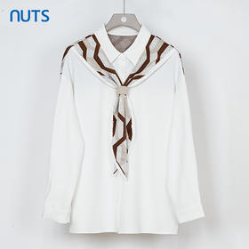 NUTS秋季新款白色设计感通勤宽松慵懒披肩长袖衬衫女334012308