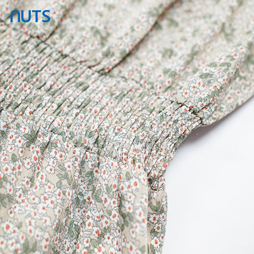 NUTS秋季新款复古赫本风碎花圆领蝴蝶结长袖连衣裙女331103348 商品图2