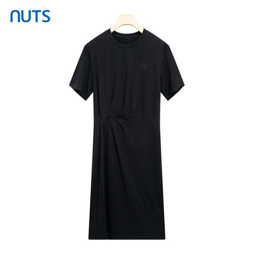 NUTS不对称高腰显瘦韩系休闲圆领夏季短袖连衣裙429102323 商品图0